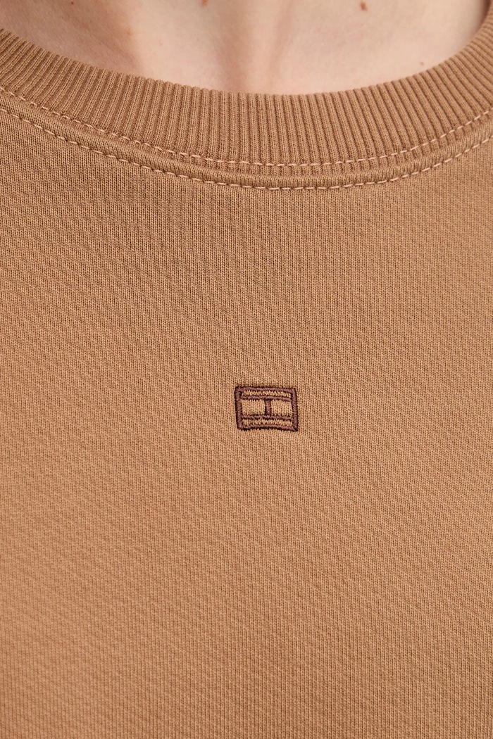 Bavlnená mikina Tommy Hilfiger hnedá WW0WW45754