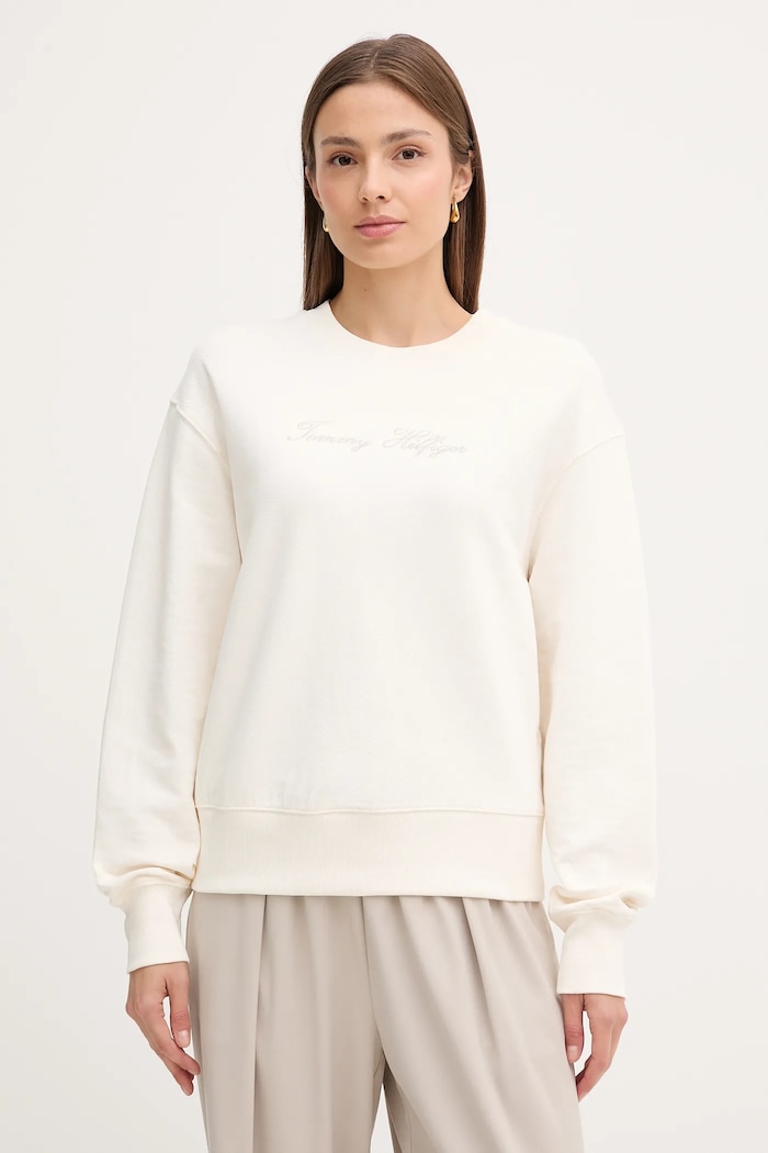 Μπλούζα Tommy Hilfiger απλικέ μπεζ WW0WW47159