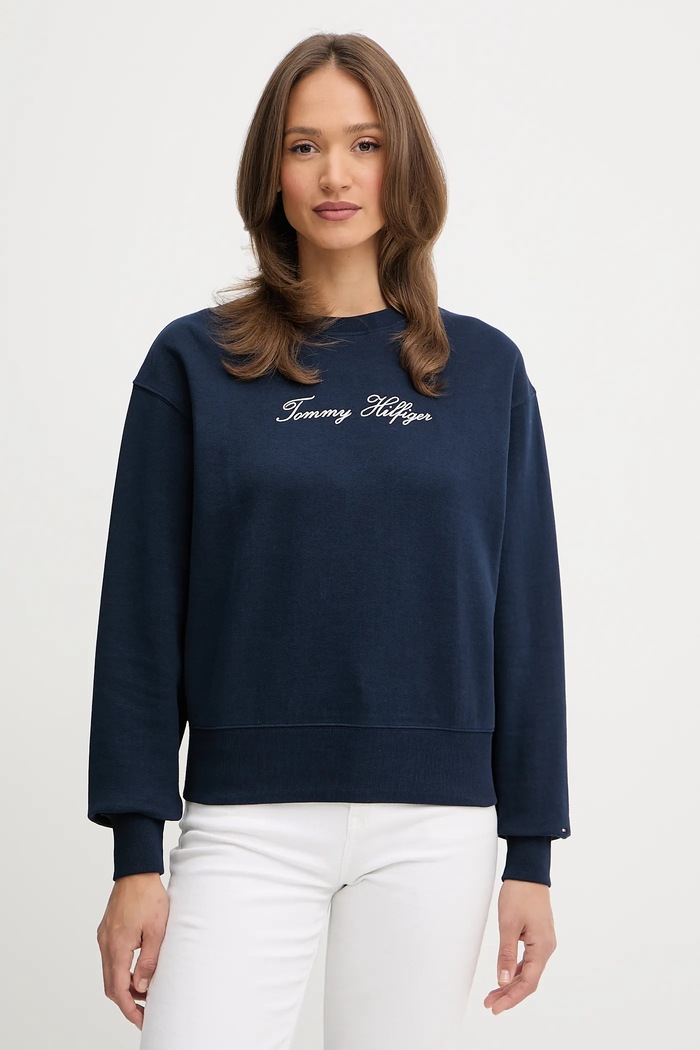 Mikina Tommy Hilfiger bez kapucne tmavomodrá WW0WW47159