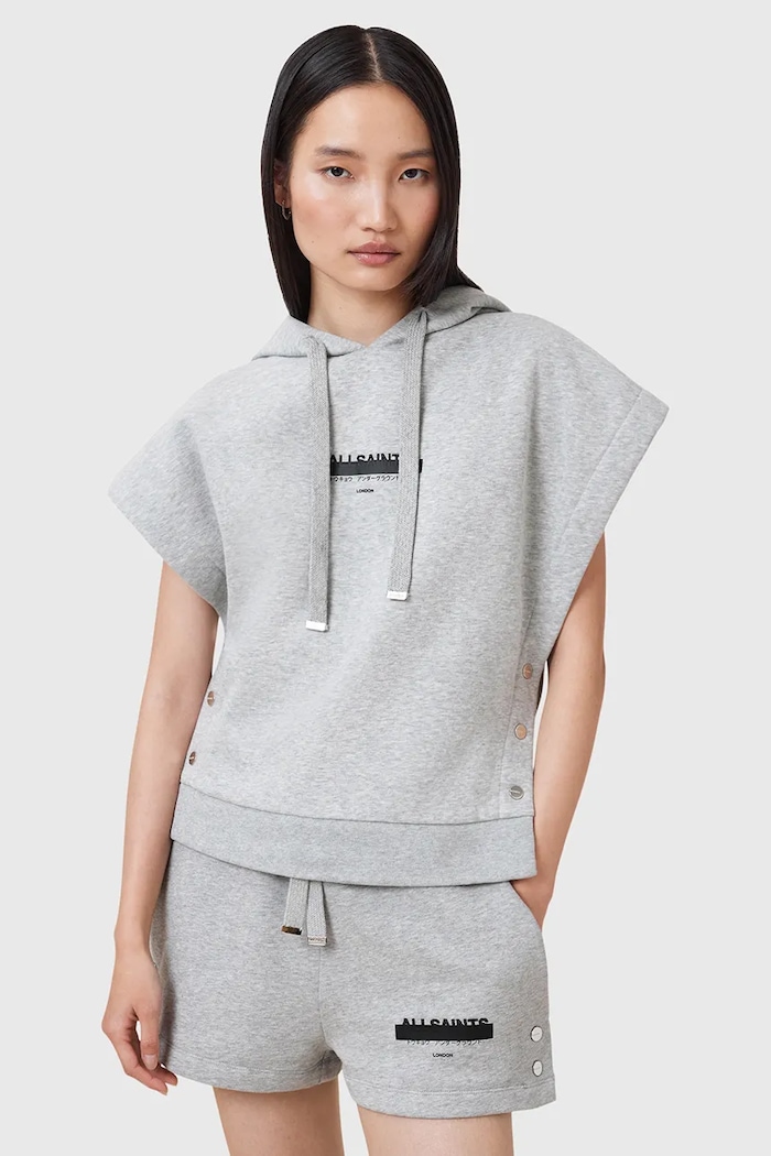 Dukserica AllSaints SORRI pamuk siva W093JC