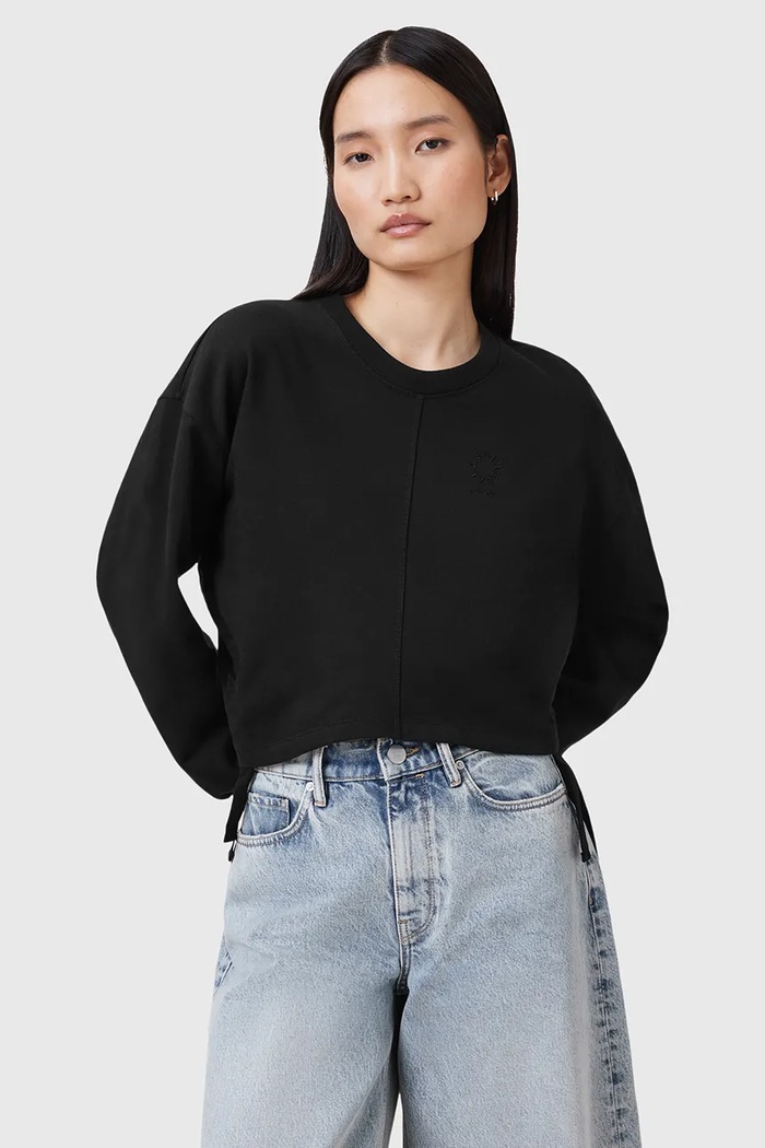 AllSaints pamut melegítőfelső MIRA pamut fekete W214JC