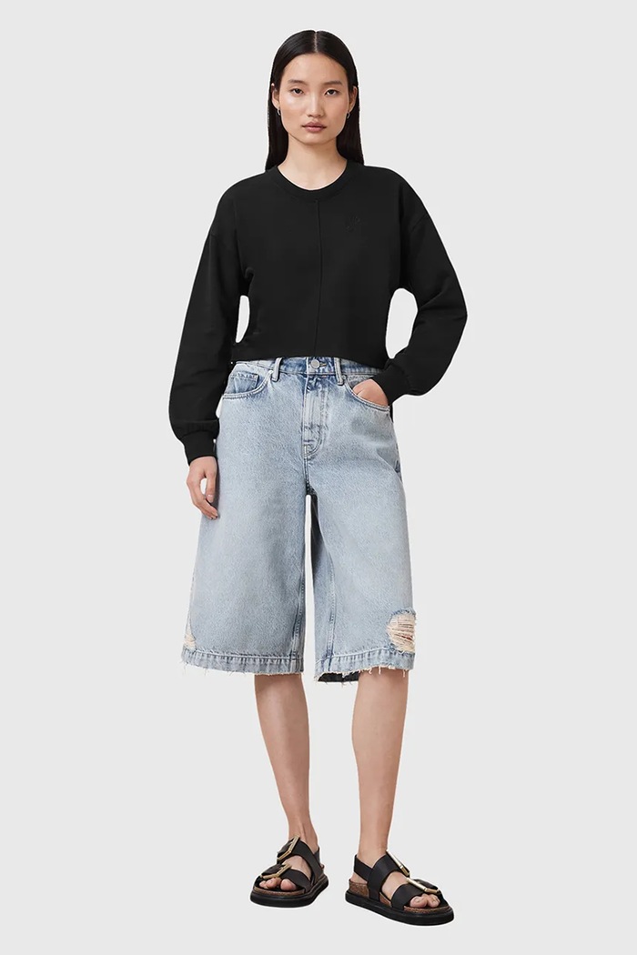 AllSaints pamut melegítőfelső MIRA W214JC fekete