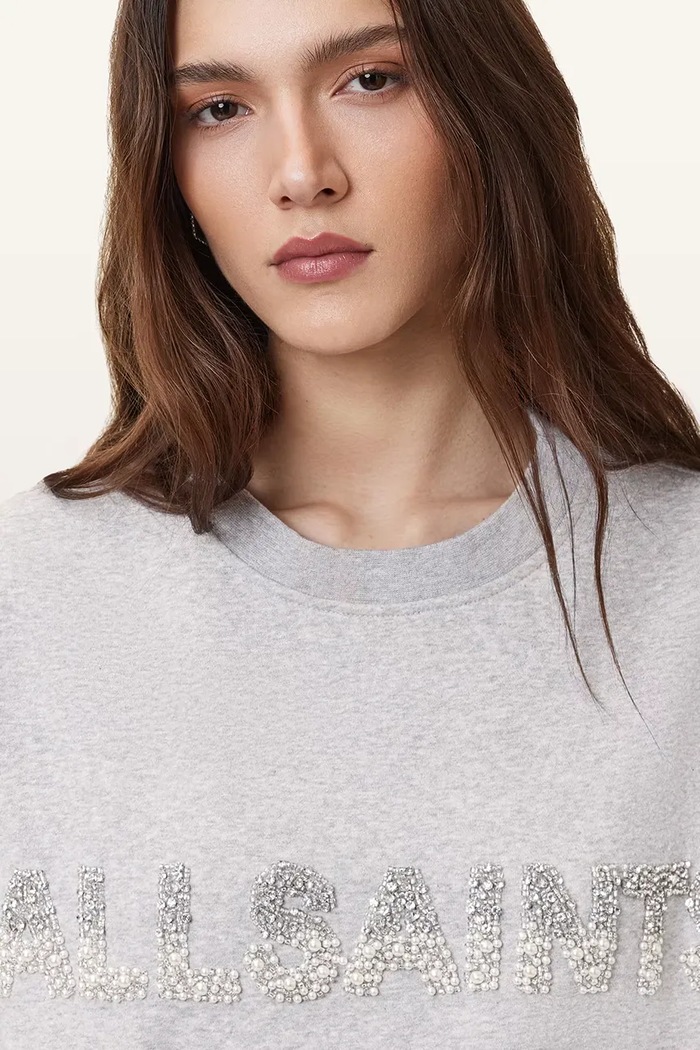 Βαμβακερή μπλούζα AllSaints SEPARO W215JC γκρί AW25