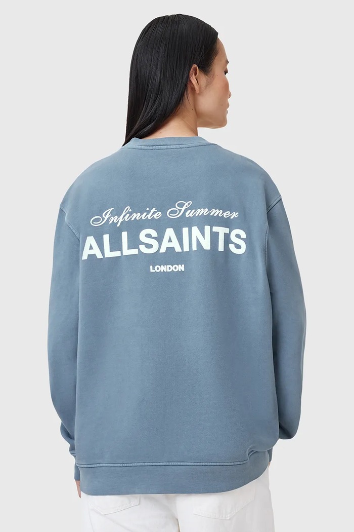 AllSaints Bluza bawełniana SOLEIL W222JC niebieski AW25