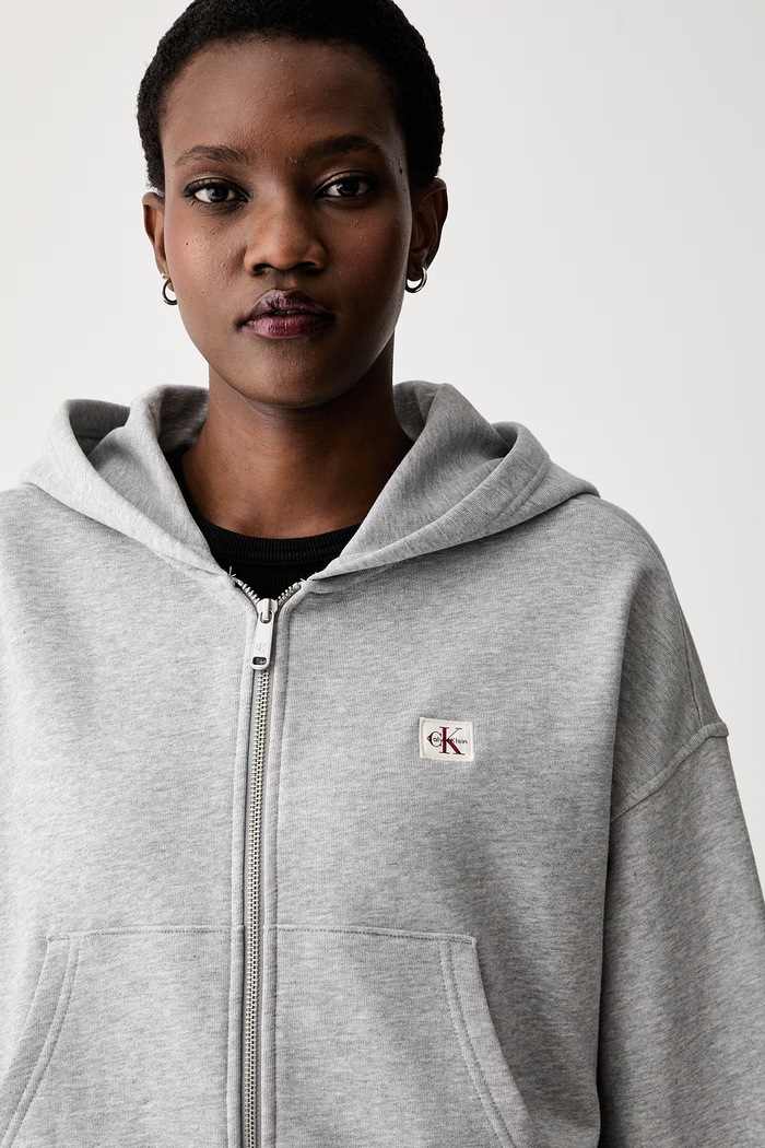 Calvin Klein Jeans mikina na zips s kapucňou dámska bavlnená sivá LV047C216G