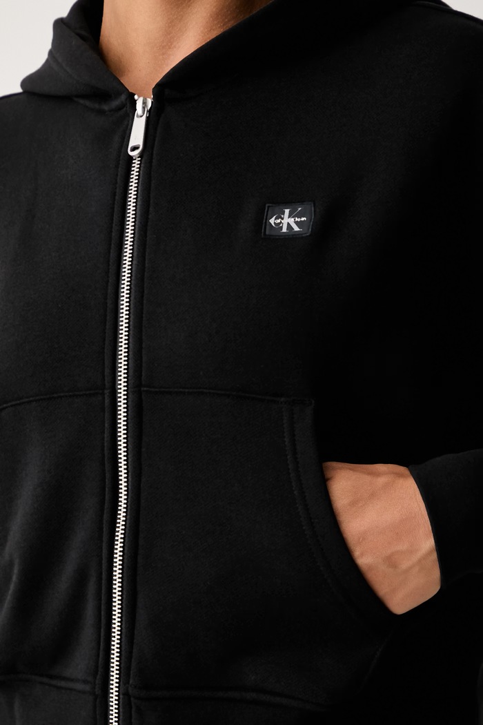 Calvin Klein Jeans hanorac cu fermoar și glugă pentru femei din bumbac LV047C216G negru