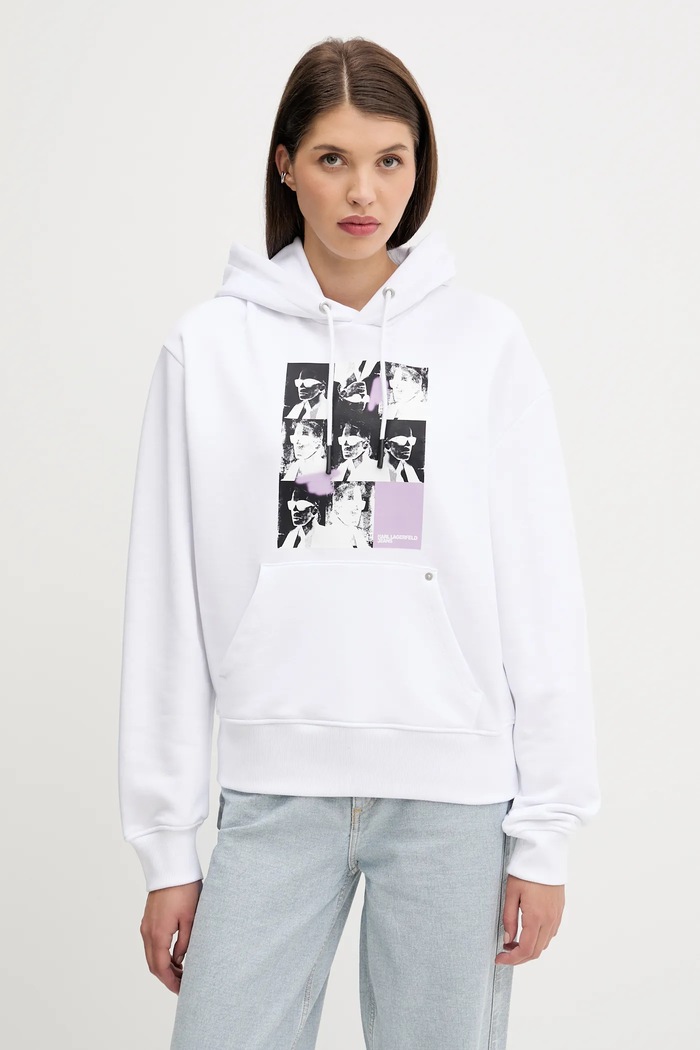 Karl Lagerfeld Jeans bluza bawełniana nadruk biały A3W20042