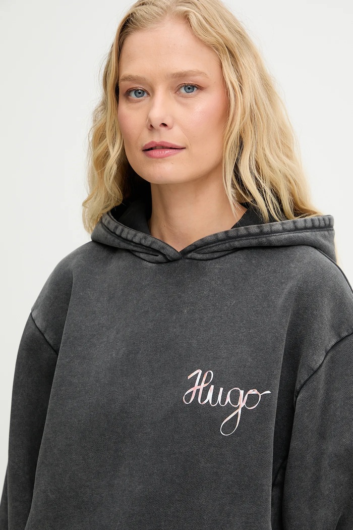 HUGO bluza bawełniana Deboxina szary 50544870