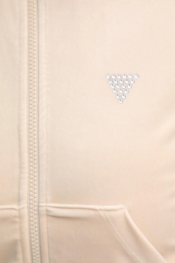Velúrová mikina Guess COUTURE V3BQ22.K0232 béžová