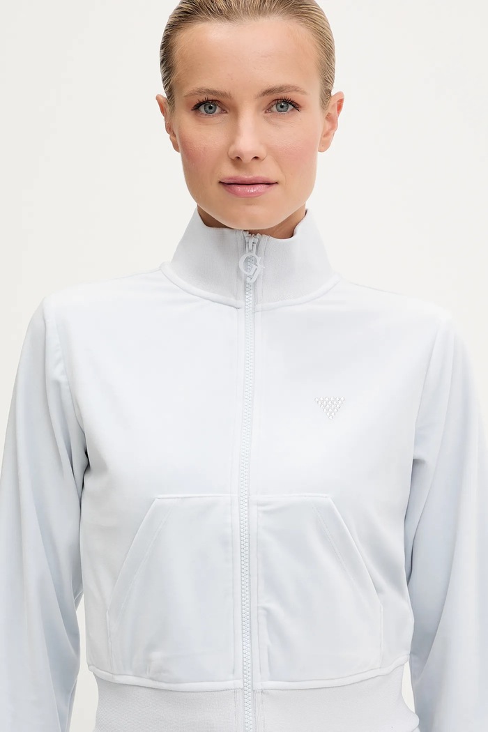 Guess bluza welurowa COUTURE niebieski V3BQ22.K0232