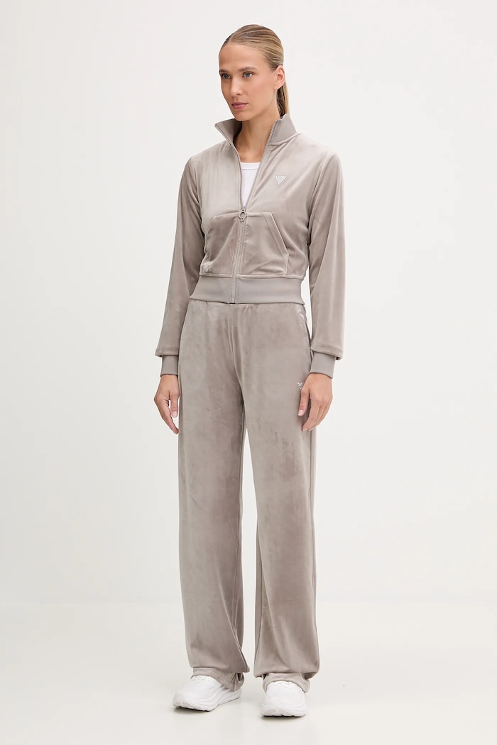 Velurová mikina Guess COUTURE V3BQ22.K0232 béžová SS26
