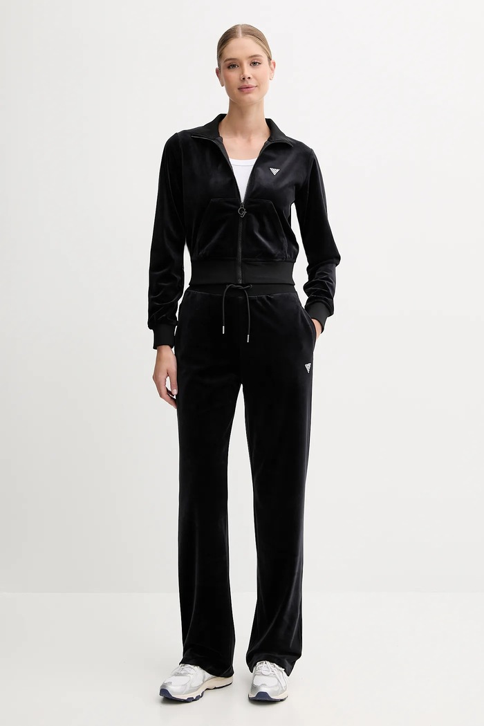 Velurová mikina Guess COUTURE V3BQ22.K0232 černá SS26