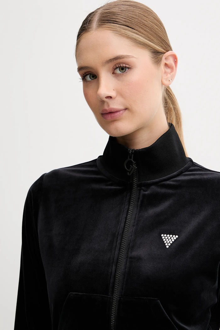 Velurová mikina Guess COUTURE černá V3BQ22.K0232