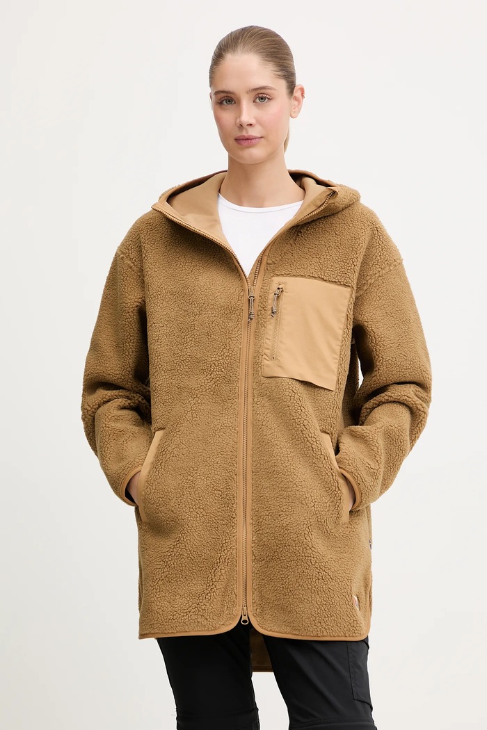 Μπλούζα Fjallraven Vardag Pile με κουκούλα καφέ F14600256.232