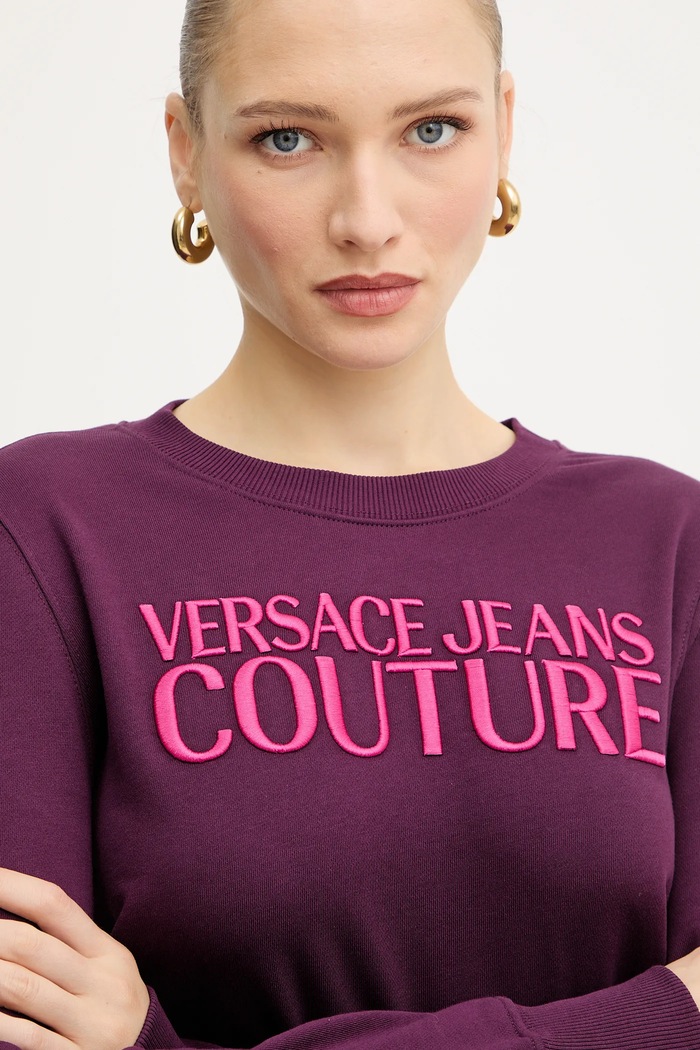 Pamučna dukserica Versace Jeans Couture ljubičasta 79HAIT06.CF01T