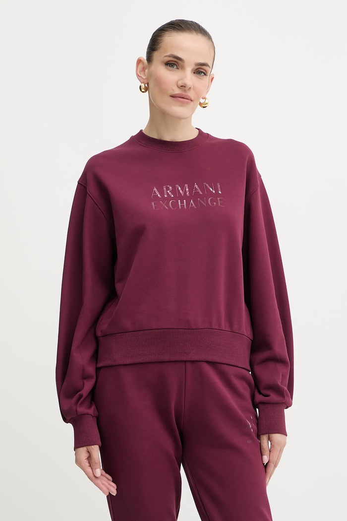 Bombažen pulover Armani Exchange Brez kapuce bordo XW000747.AF16114