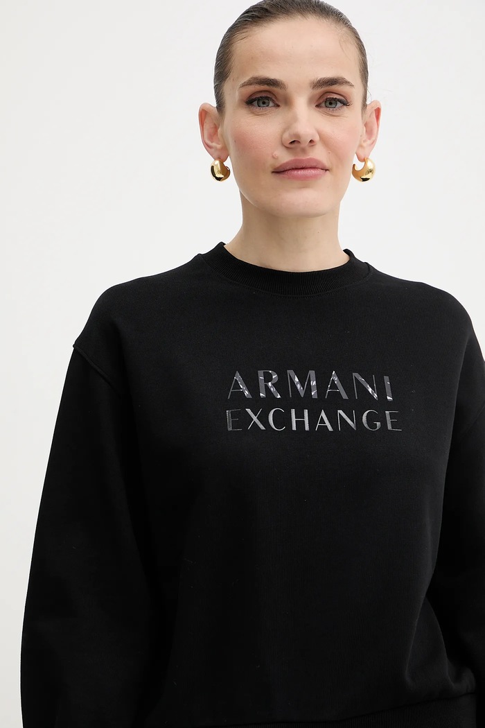 Bombažen pulover Armani Exchange črna XW000747.AF16114