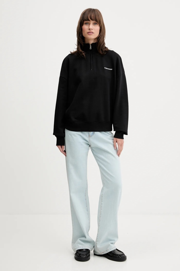 Βαμβακερή μπλούζα Guess Jeans W5YQ09.K68I4 μαύρο AW25