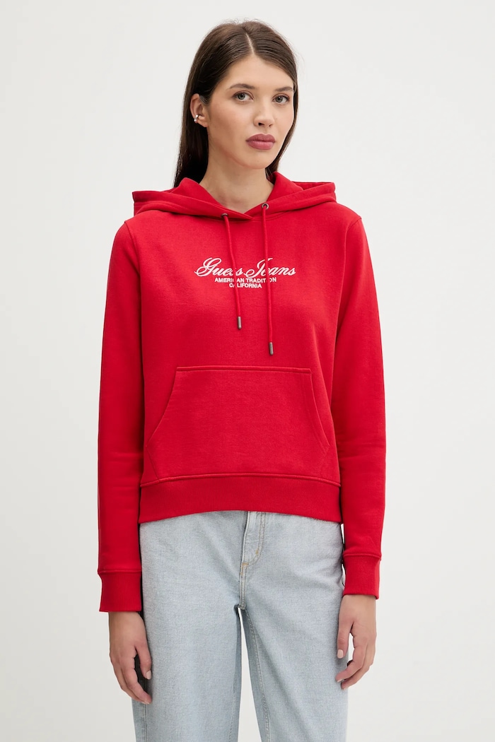 Bavlnená mikina Guess Jeans bavlna červená W5YQ13.K68I4