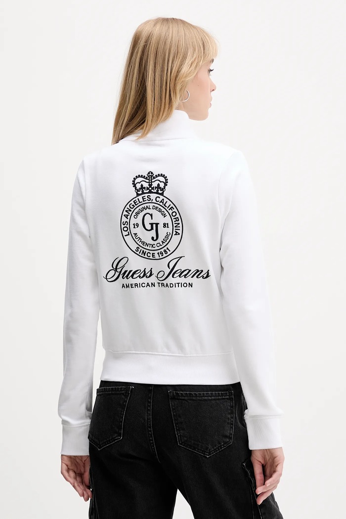 Oblečenie Bavlnená mikina Guess Jeans W5YQ17.K68I4 biela