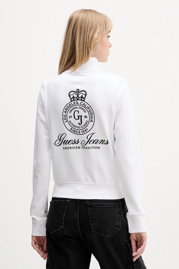 Oblečenie Bavlnená mikina Guess Jeans W5YQ17.K68I4 biela
