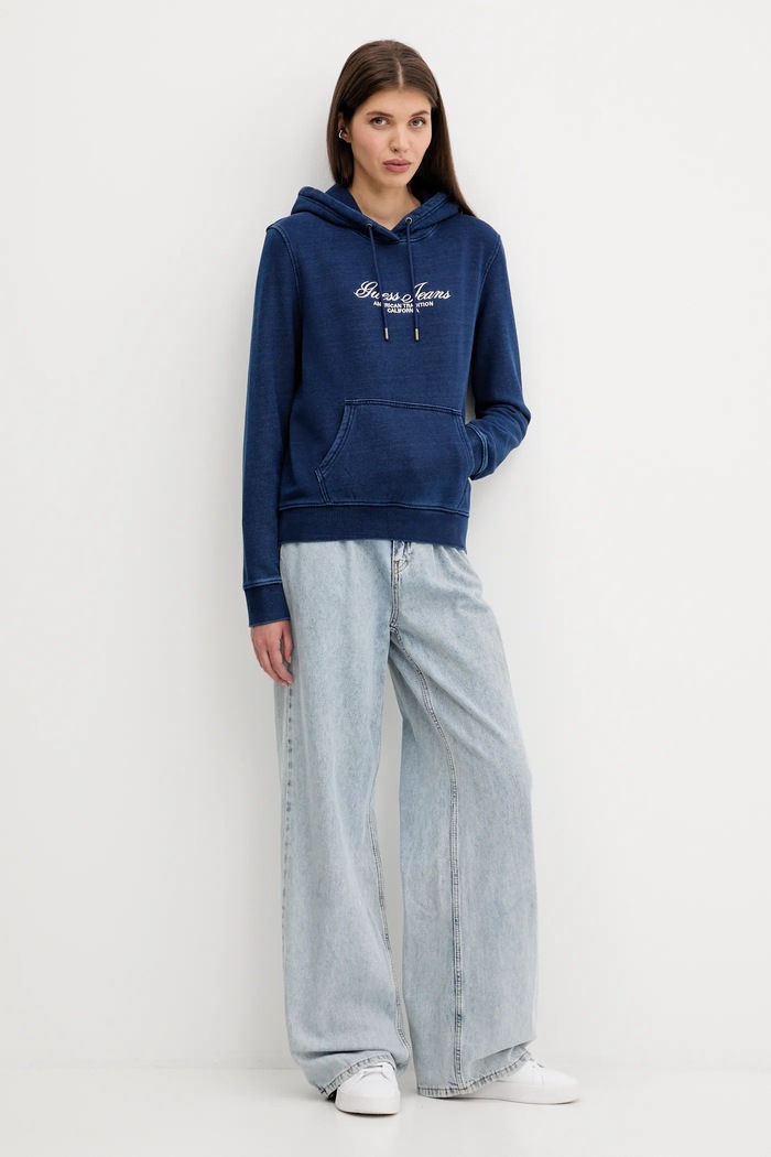 Bavlnená mikina Guess Jeans W5YQ11.KCXQ1 tmavomodrá AW25