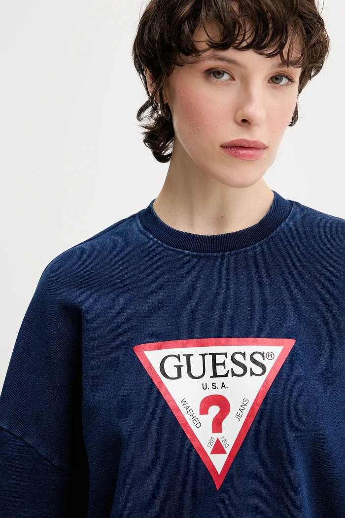Bavlněná mikina Guess Jeans námořnická modř W5YQ12.KCXQ1