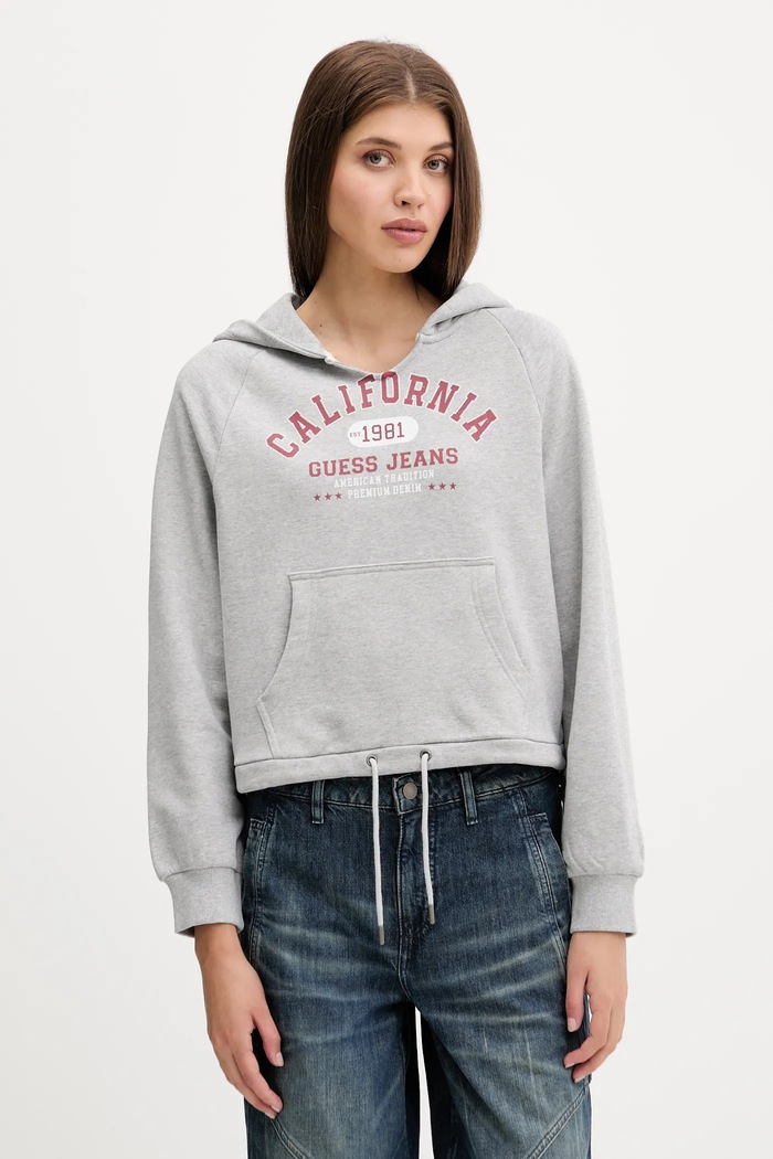 Bavlněná mikina Guess Jeans směs šedá W5YQ14.KCPR1