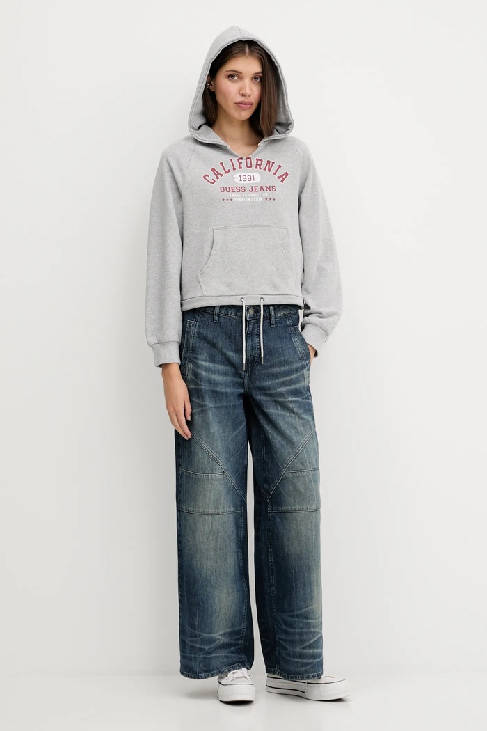 Bavlněná mikina Guess Jeans W5YQ14.KCPR1 šedá AW25