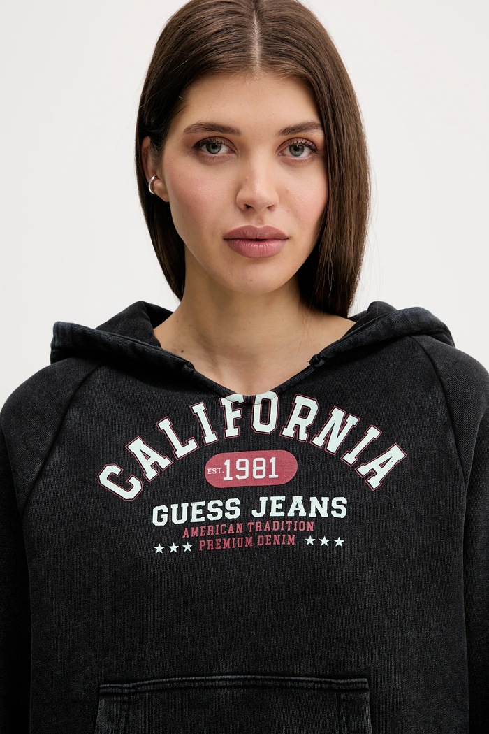 Bavlněná mikina Guess Jeans černá W5YQ14.KCPR1