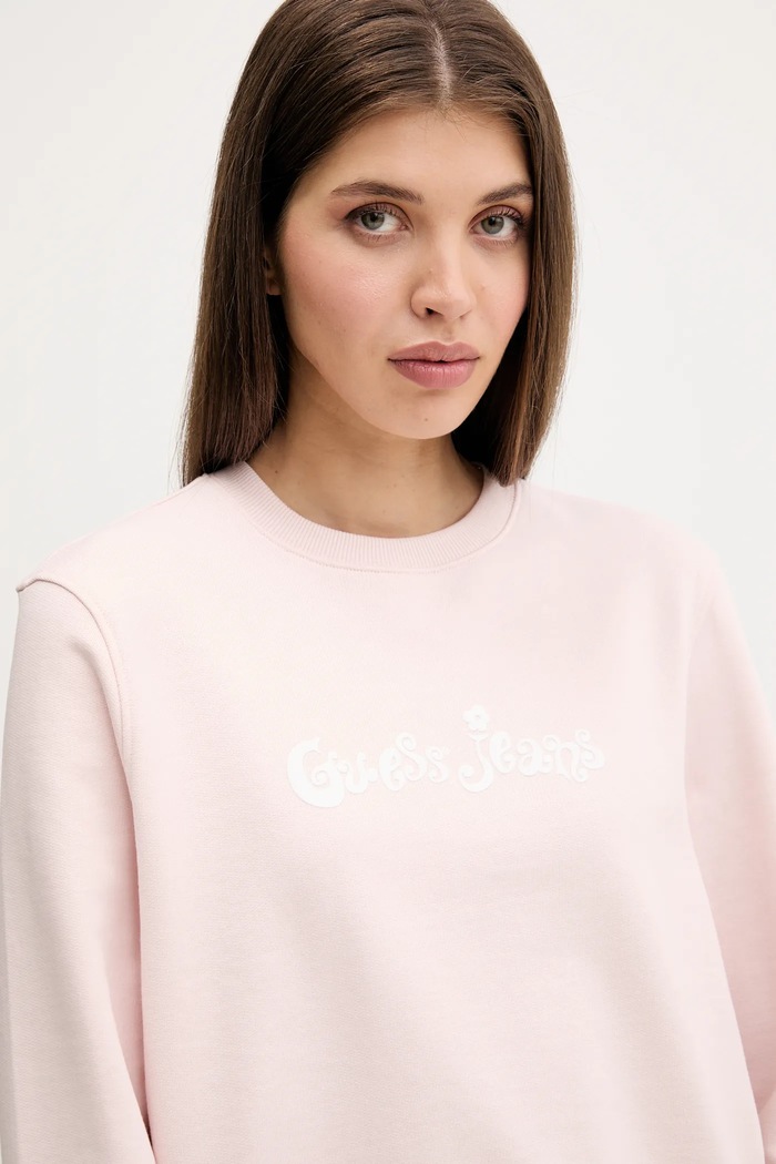 Bavlněná mikina Guess Jeans růžová W5YQ15.K68I4