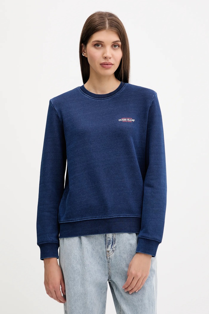 Guess Jeans pamut melegítőfelső pamut sötétkék W5YQ22.KCXQ1