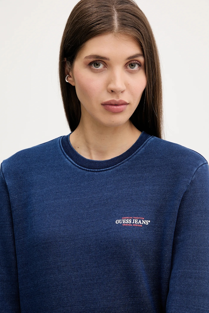 Guess Jeans pamut melegítőfelső sötétkék W5YQ22.KCXQ1