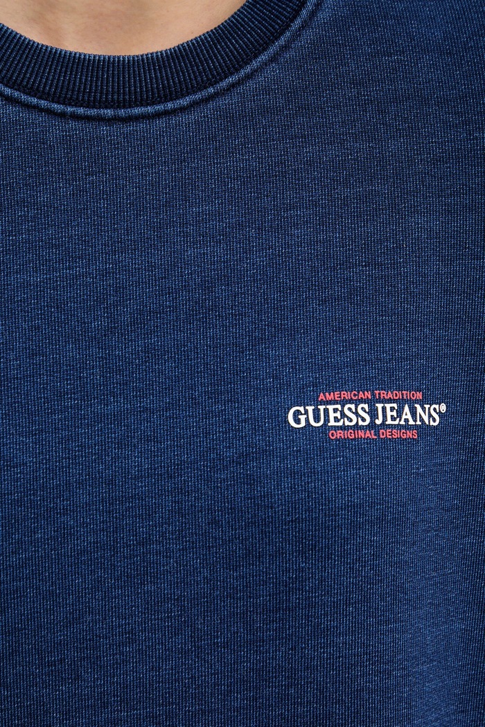 Guess Jeans pamut melegítőfelső W5YQ22.KCXQ1 sötétkék