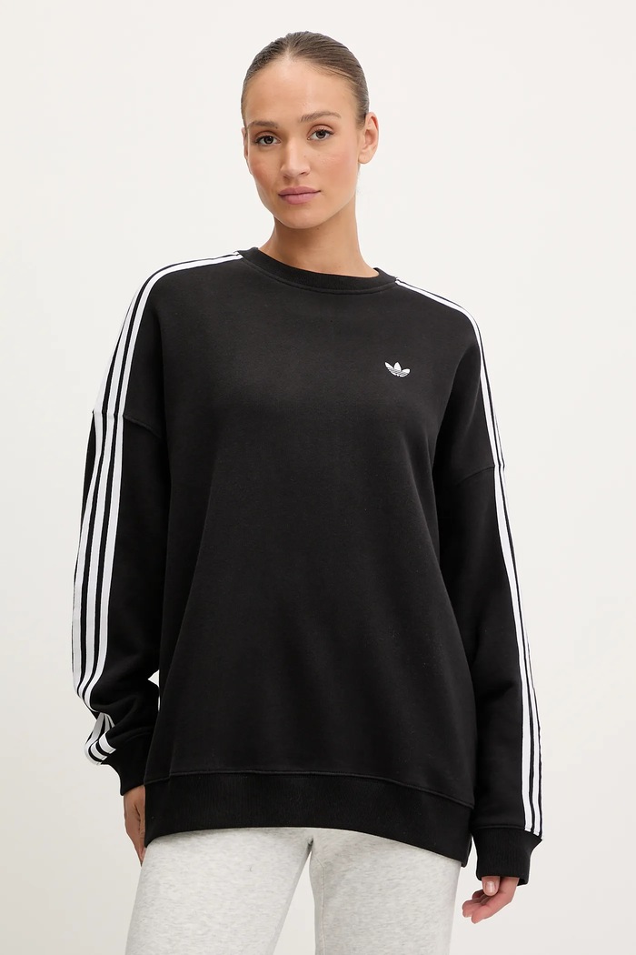 adidas Originals bluza bawełniana 3-Stripes aplikacja czarny JX5285
