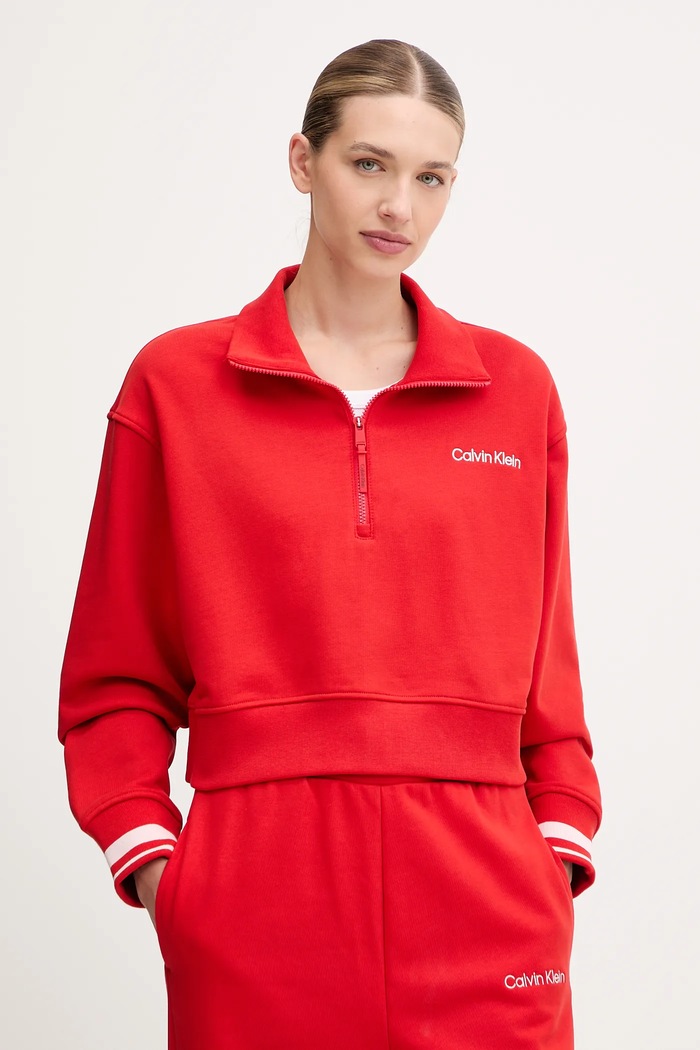 Mikina Calvin Klein Performance nášivka červená LVGWF5W310
