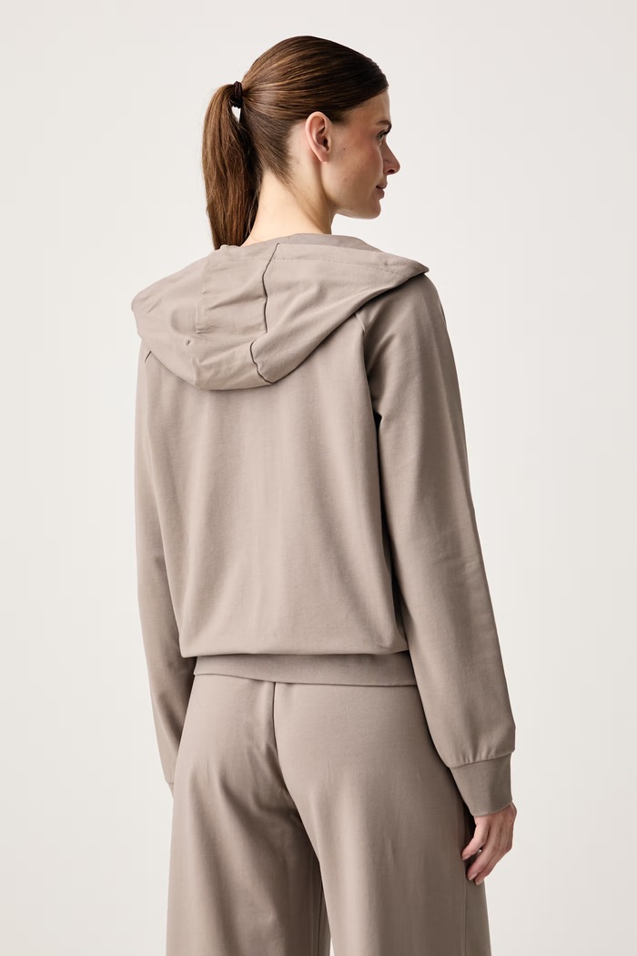 Odzież EA7 Emporio Armani bluza rozpinana z kapturem damska z bawełną AF13135.7W000458 beżowy