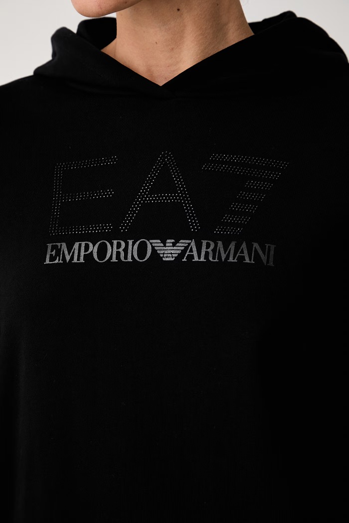 EA7 Emporio Armani bluza z kapturem damska z bawełną AF15831.7W000537 czarny