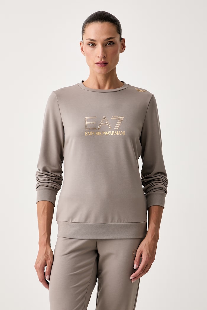 EA7 Emporio Armani bluza damska z wiskozą brązowy TJ9RZ.8NTM45