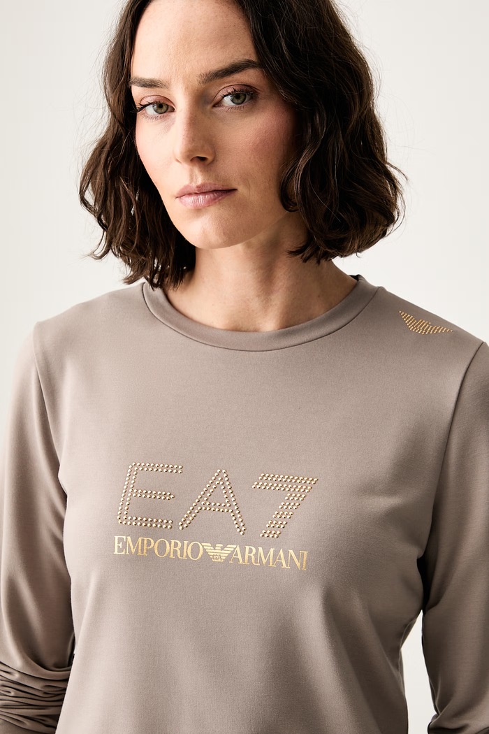 EA7 Emporio Armani bluza damska z wiskozą brązowy TJ9RZ.8NTM45
