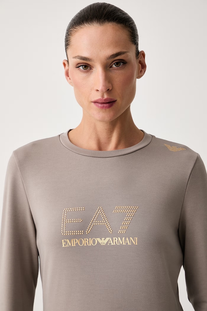 EA7 Emporio Armani bluza damska z wiskozą brązowy TJ9RZ.8NTM45