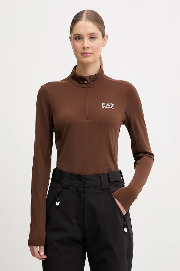 EA7 Emporio Armani bluza sportowa z elastanem brązowy AF14634.7W000396