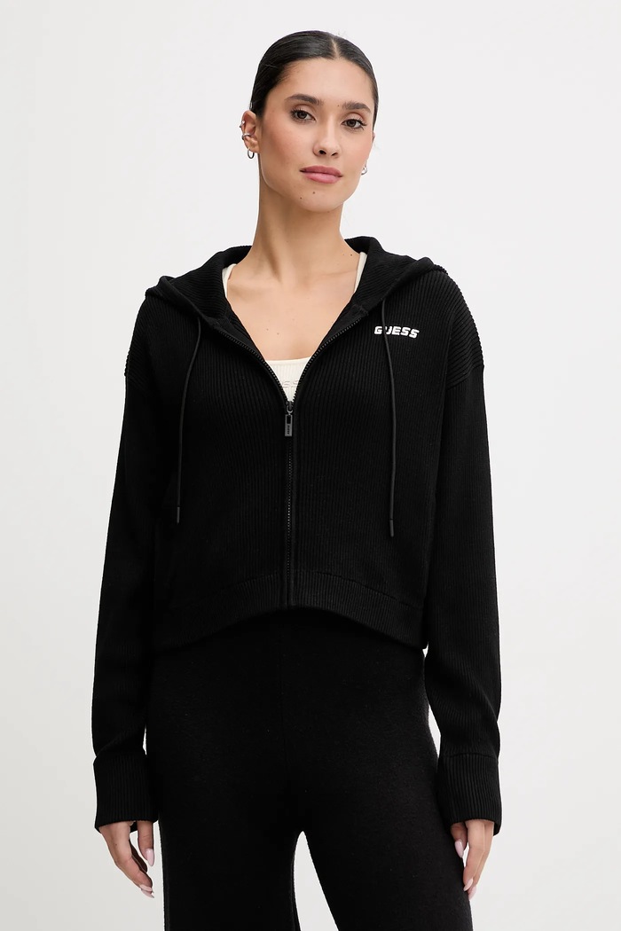 Guess pulóver gyapjú keverékből FLAMINIA sima fekete V5BR05.Z3JD2