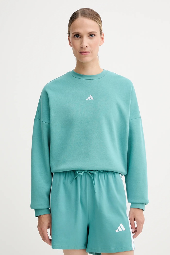 Mikina adidas Essentials nášivka tyrkysová JV7299