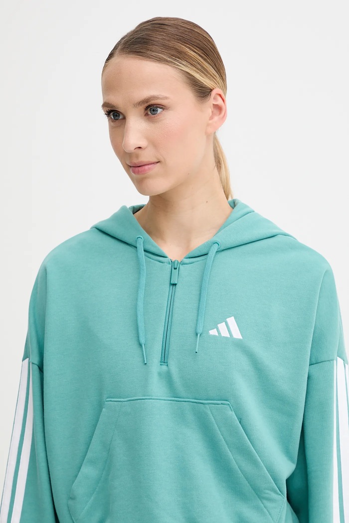 Mikina adidas 3-Stripes tyrkysová JX7677