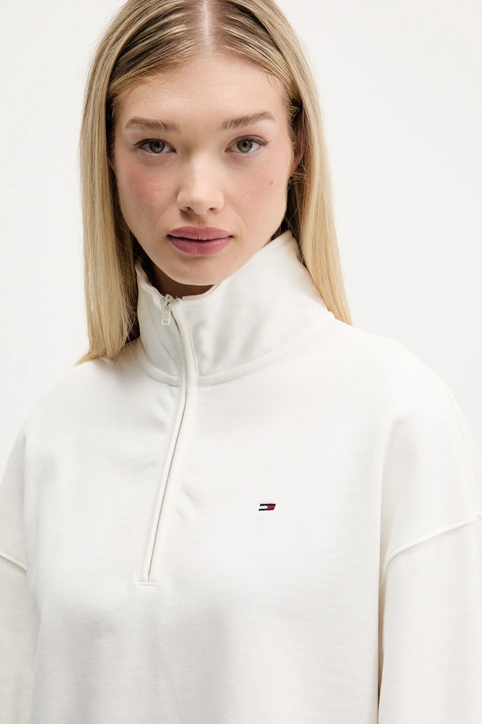 Bavlněná mikina Tommy Jeans béžová DW0DW21589