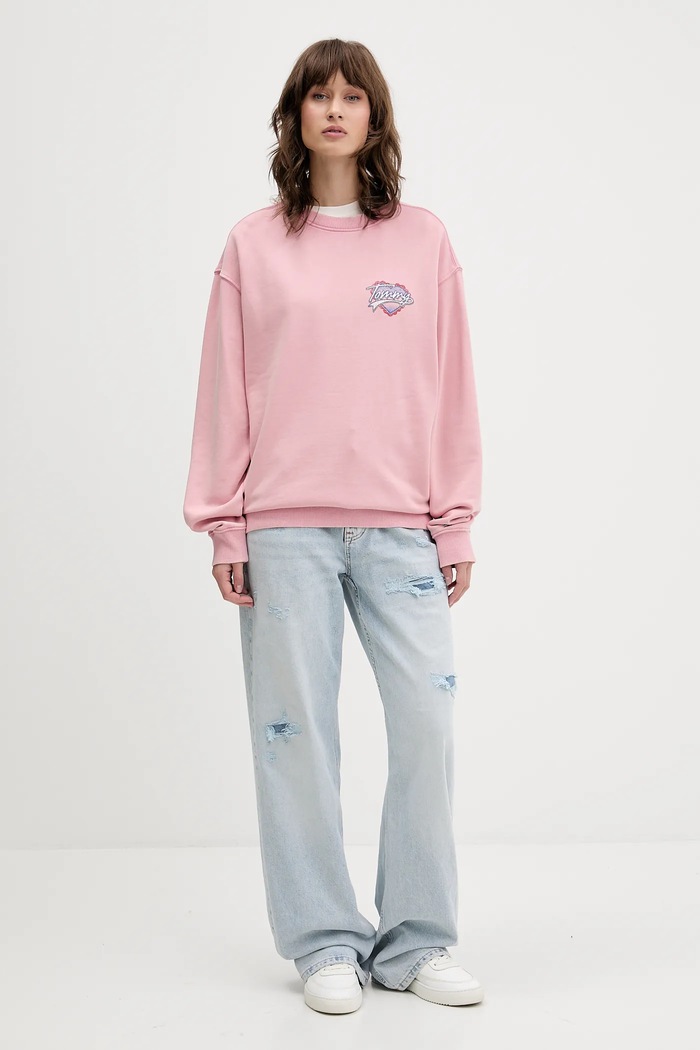 Памучен суичър Tommy Jeans DW0DW21602 розов AW25