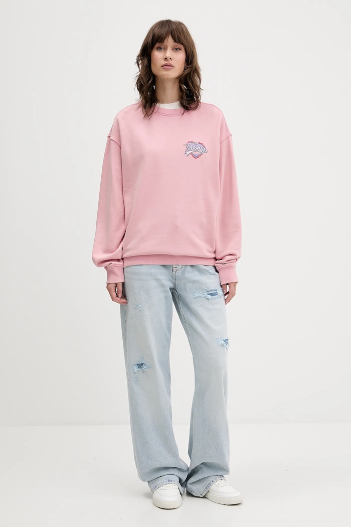 Памучен суичър Tommy Jeans DW0DW21602 розов AW25