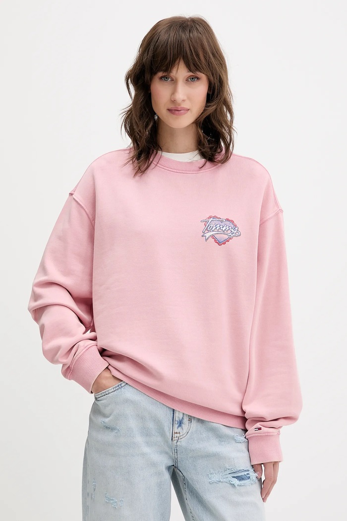 Дрехи Памучен суичър Tommy Jeans DW0DW21602 розов