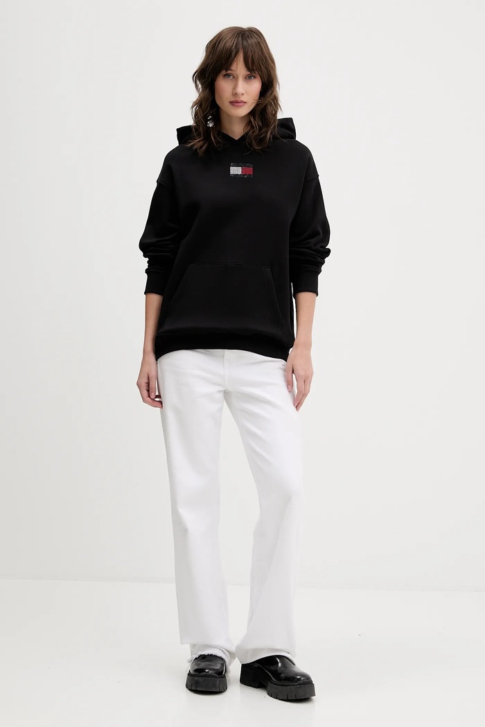 Bavlněná mikina Tommy Jeans DW0DW21605 černá AW25